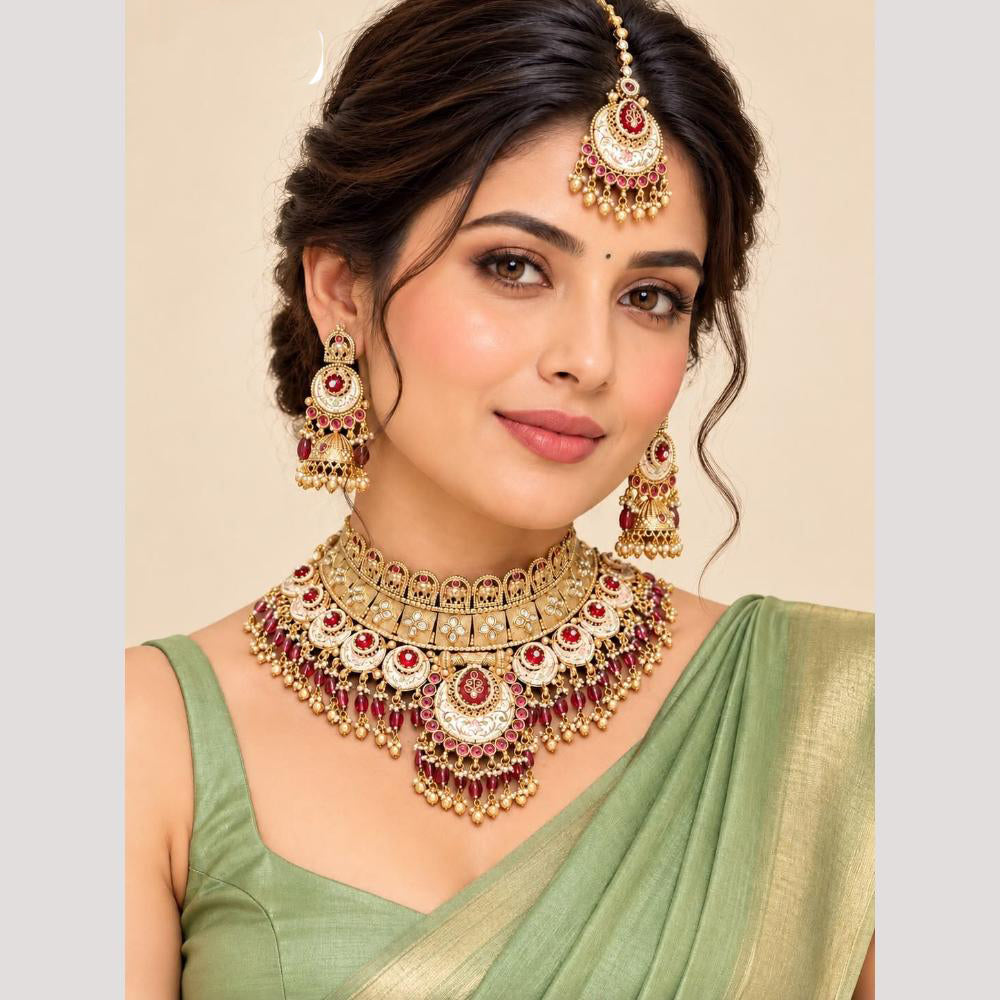 Tanish Art Jewellery Polki Kundan And Meenakari Necklace Choker Set