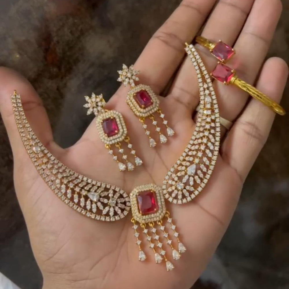 ZF Collection Glamorous American Diamond Necklace Set