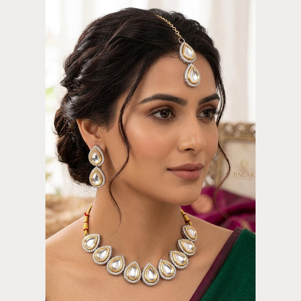 ZF Collection Elegant Kundan Stone Choker Necklace Set