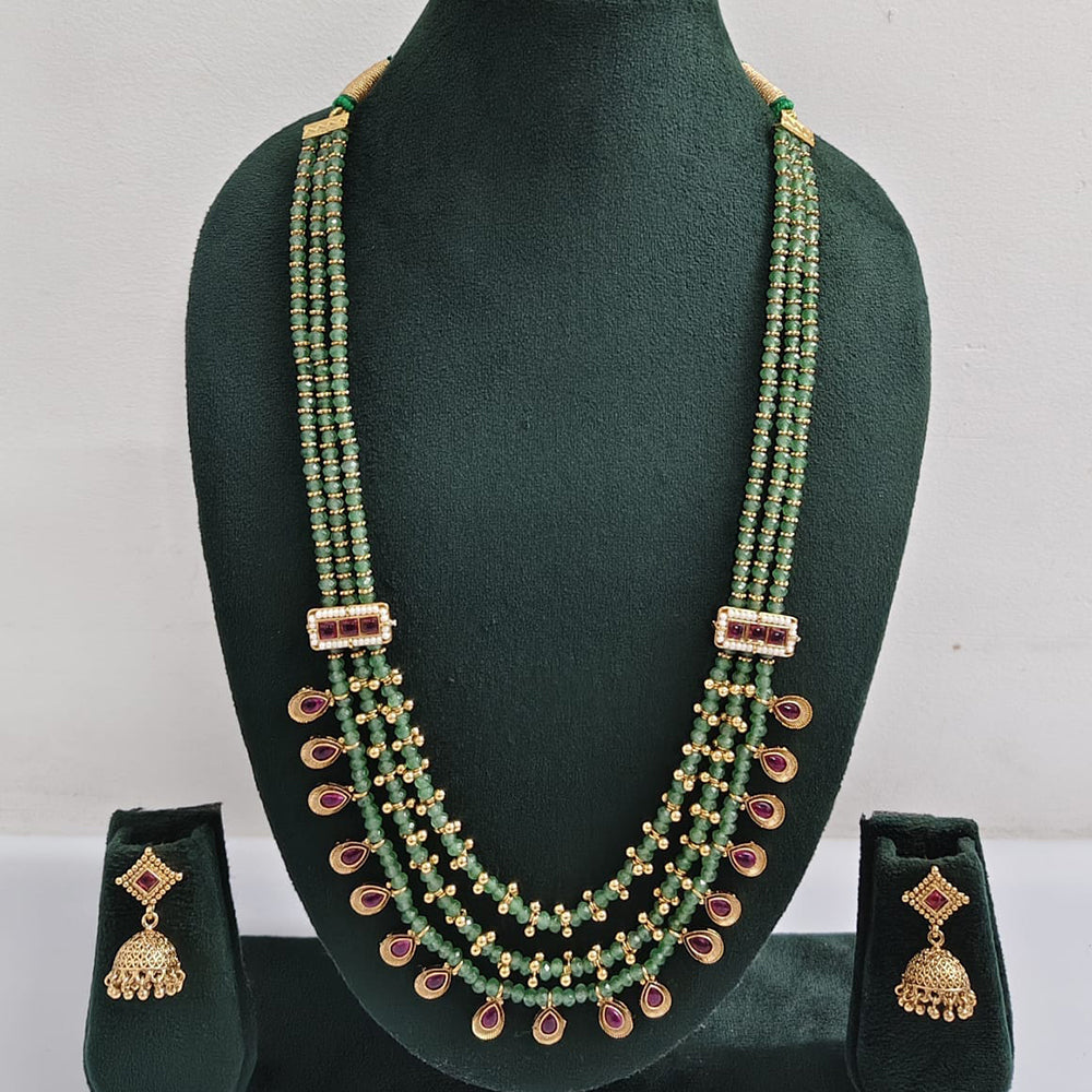 ZF Collection Traditional Pota Stone And Beads Long Necklace Set