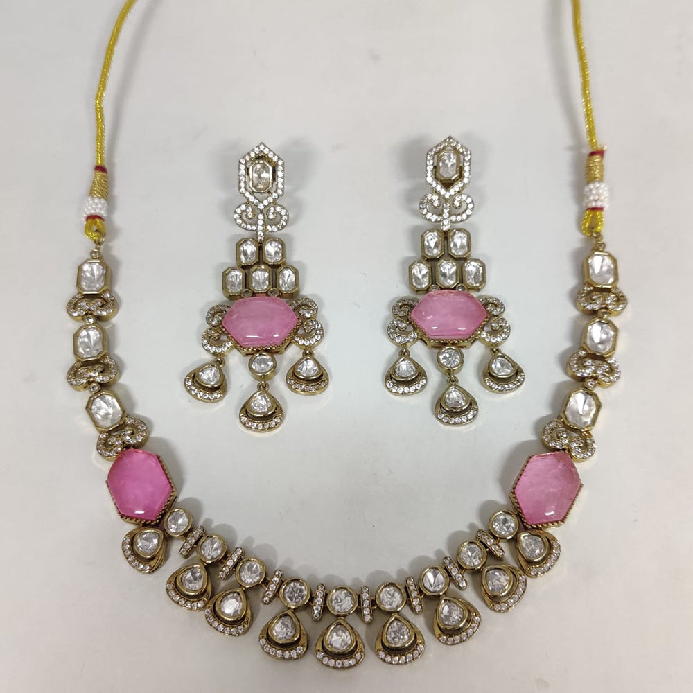 ZF Collection Festive Wear Polki Kundan Stone Necklace Set