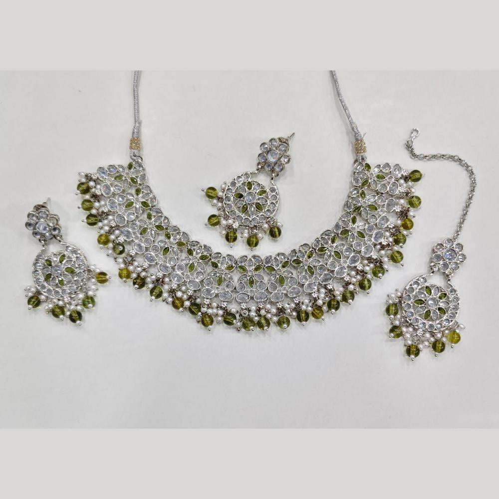 ZF Collection Glamorous Crystal Stone And Beads Necklace Set