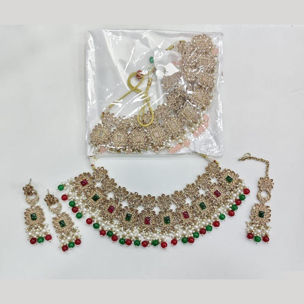 ZF Collection Glamorous Crystal Stone And Beads Necklace Set