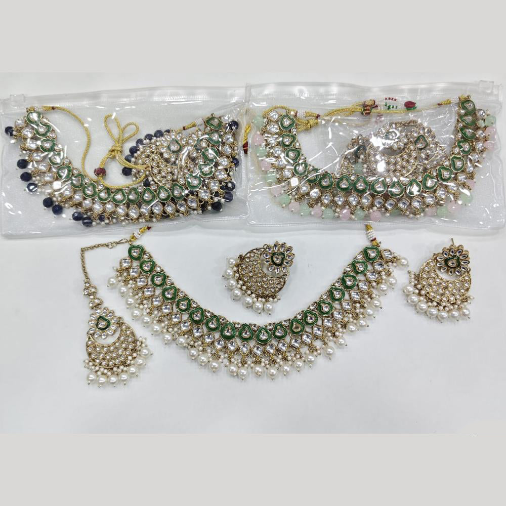 ZF Collection Festive Wear Kundan Stone And Beads Necklace Set