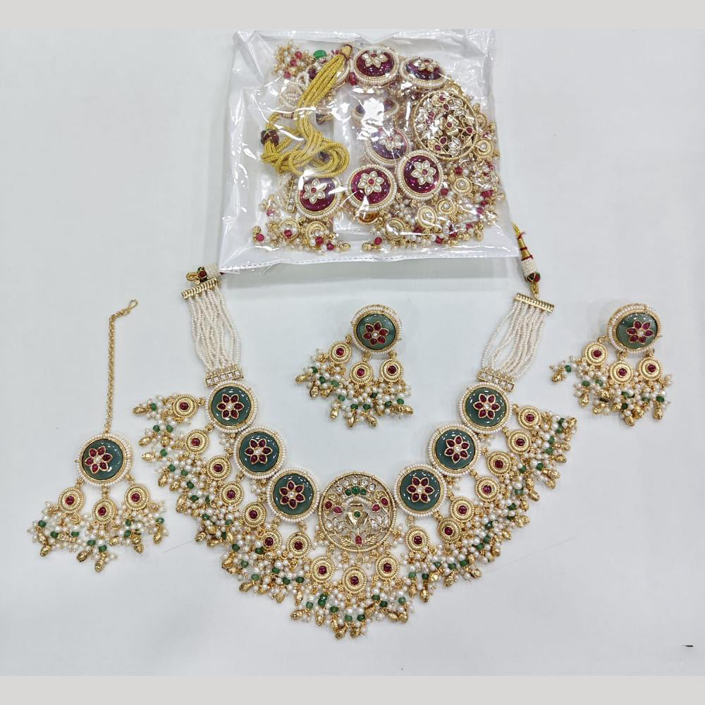 ZF Collection Glamorous Pota Stone And Pearl Necklace Set