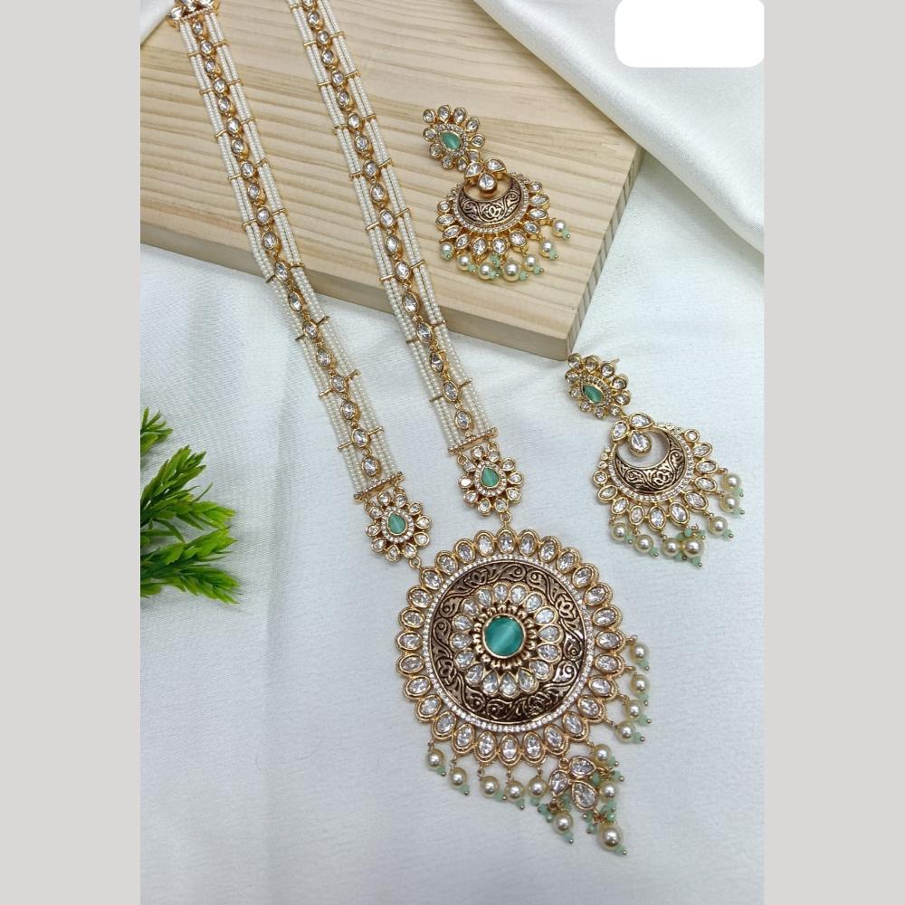 Ridhi Art Jewellery Regal Polki Kundan Stone And Pearl Designer Long Necklace Set