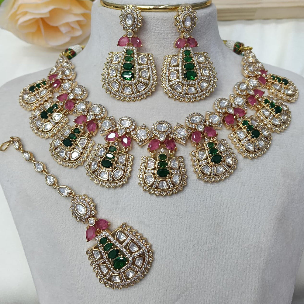 Ridhi Art Jewellery Designer Bridal Style Kundan Polki Stone Necklace Jewellery Set