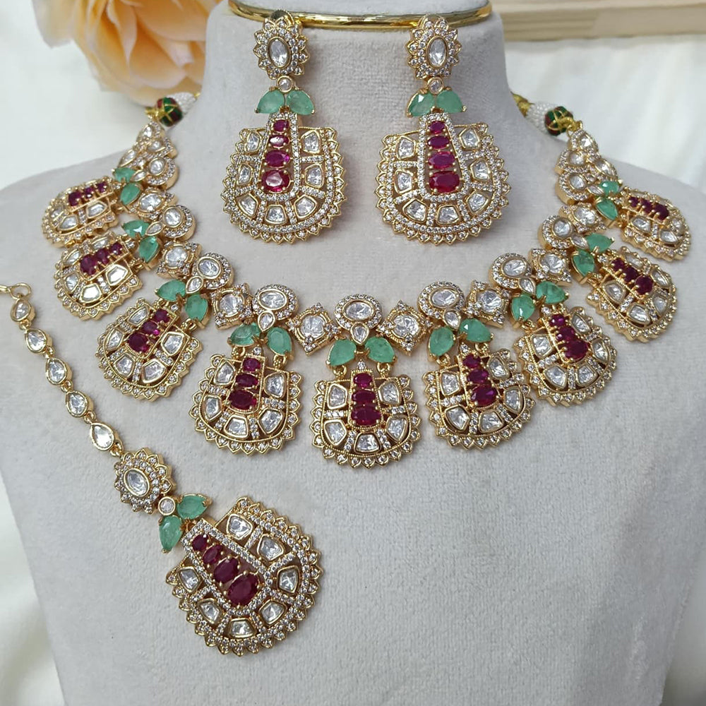 Ridhi Art Jewellery Designer Bridal Style Kundan Polki Stone Necklace Jewellery Set
