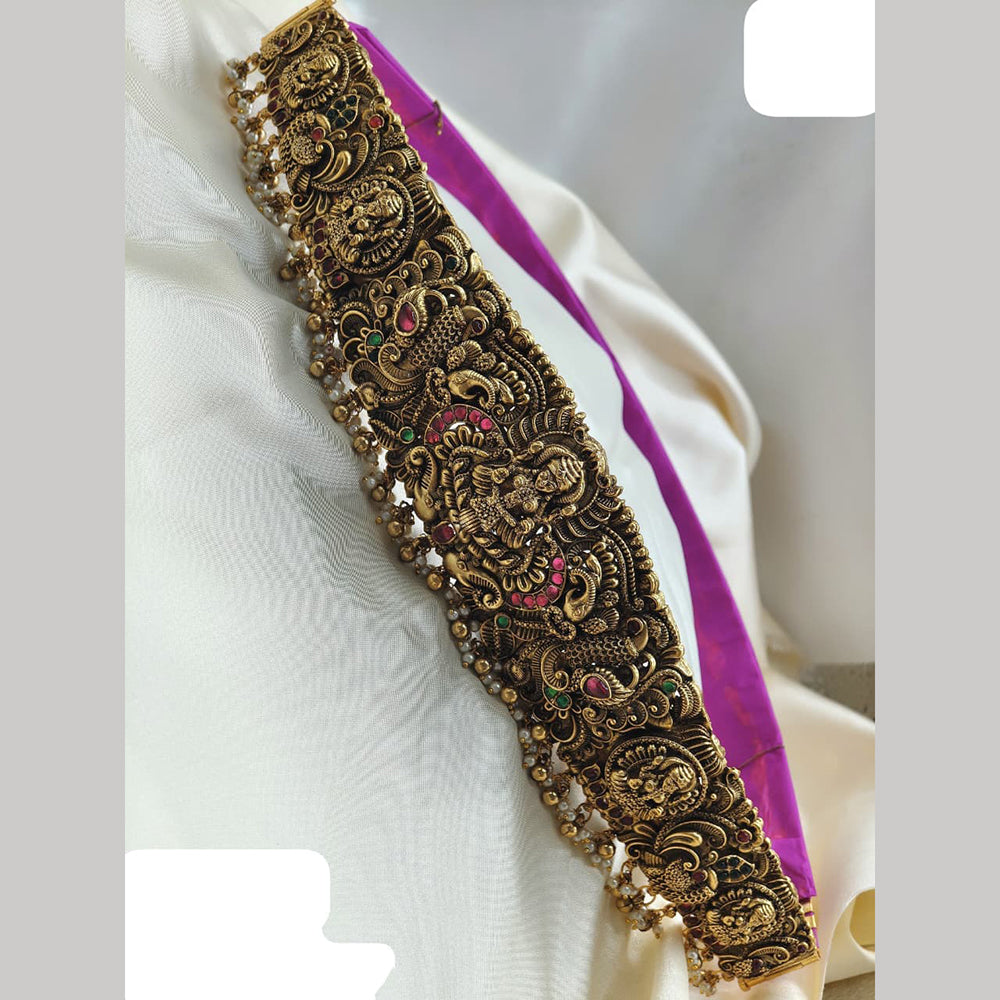 Ridhi Art Jewellery Ethnic Pota Stones And Pearl Temple Waist Belt Jewellery