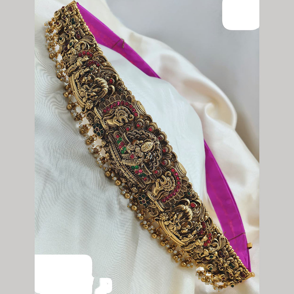 Ridhi Art Jewellery Ethnic Pota Stones And Pearl Temple Waist Belt Jewellery