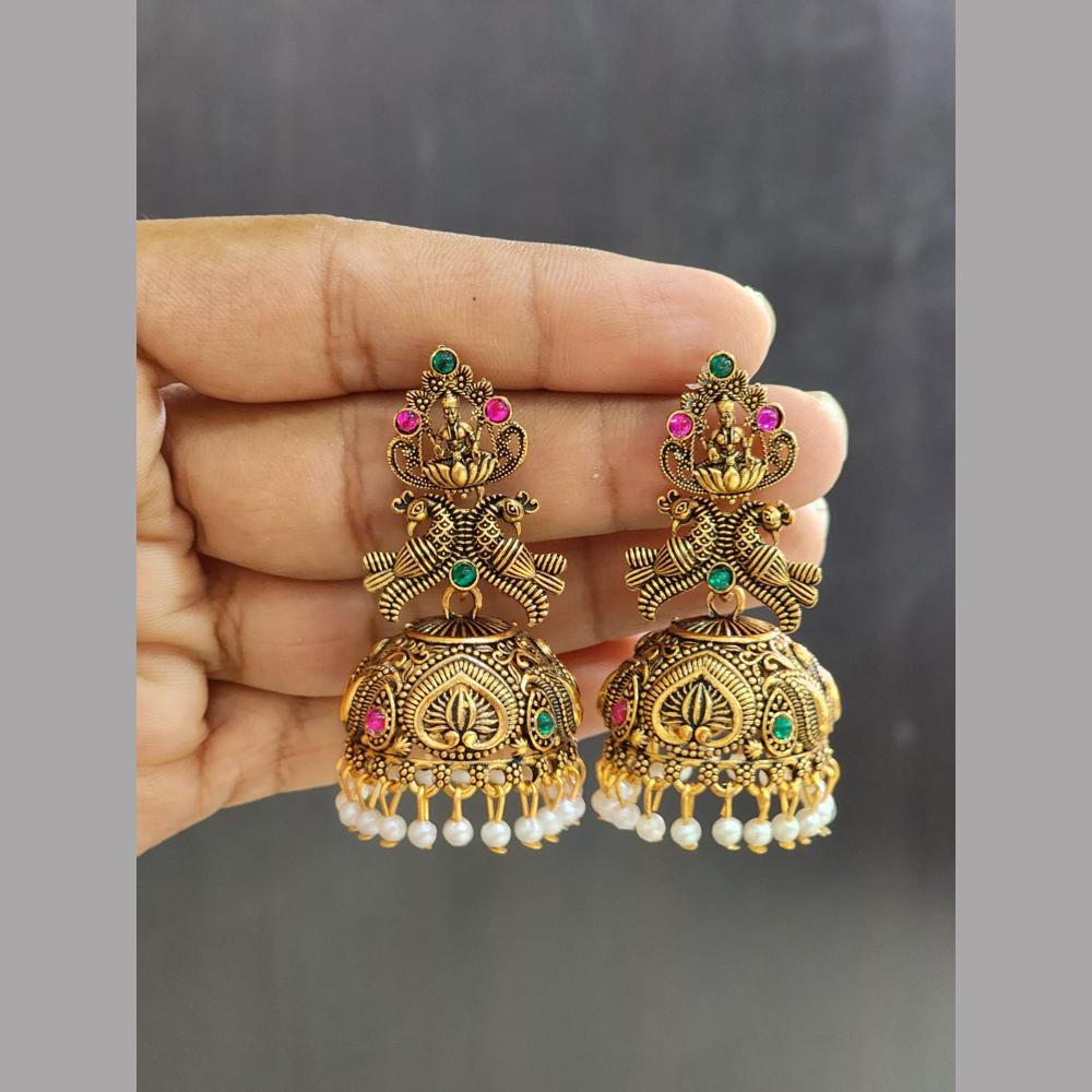 Rekha Gold Pota Stone And Pearl Temple Meenakari Designer Dangler Earrings (Pack of 20)