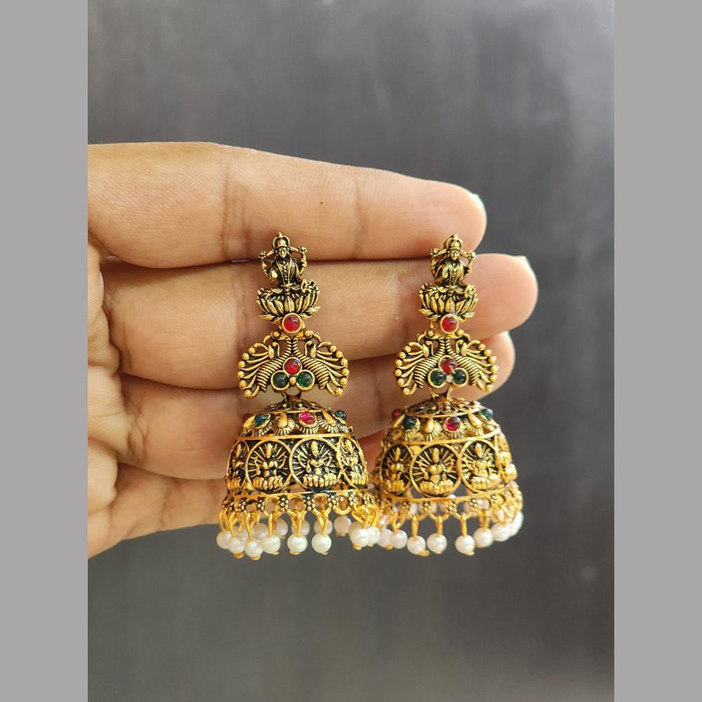 Rekha Gold Pota Stone And Pearl Temple Meenakari Designer Dangler Earrings (Pack of 20)