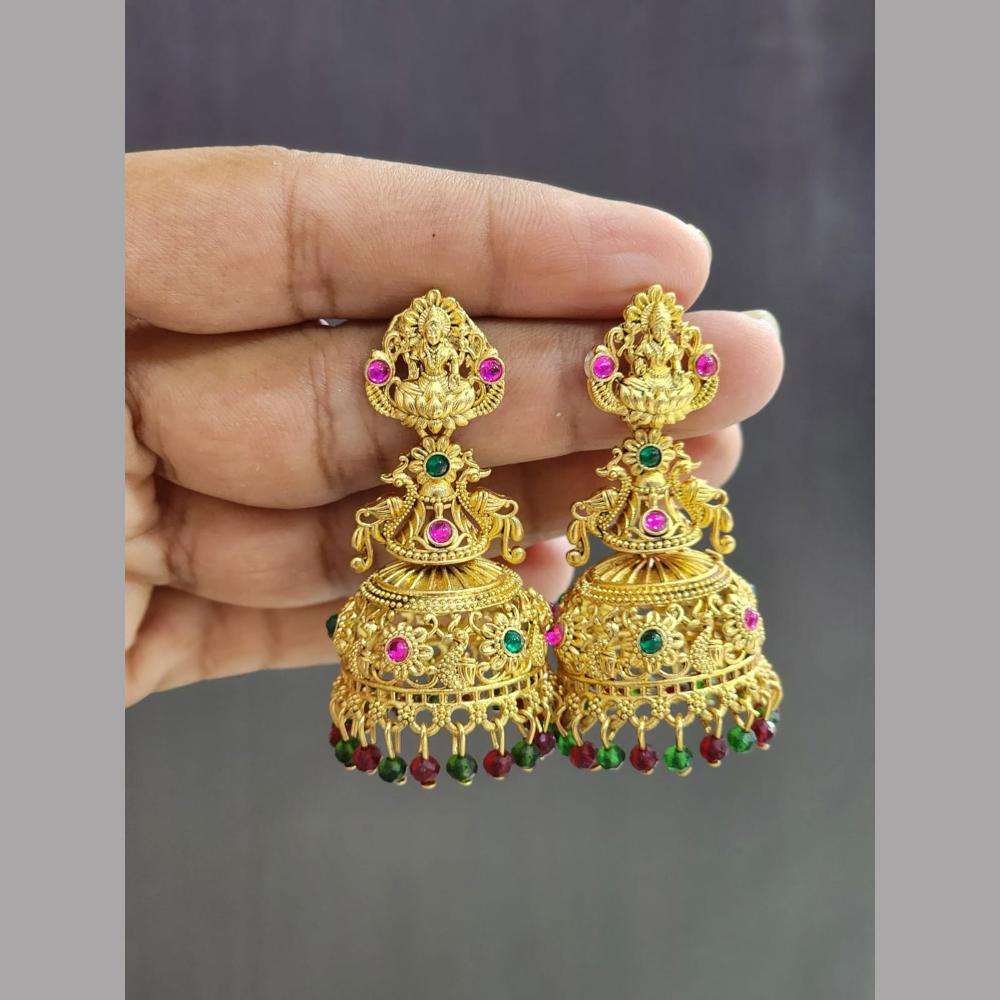 Rekha Gold Pota Stone And Pearl Temple Meenakari Designer Dangler Earrings (Pack of 20)
