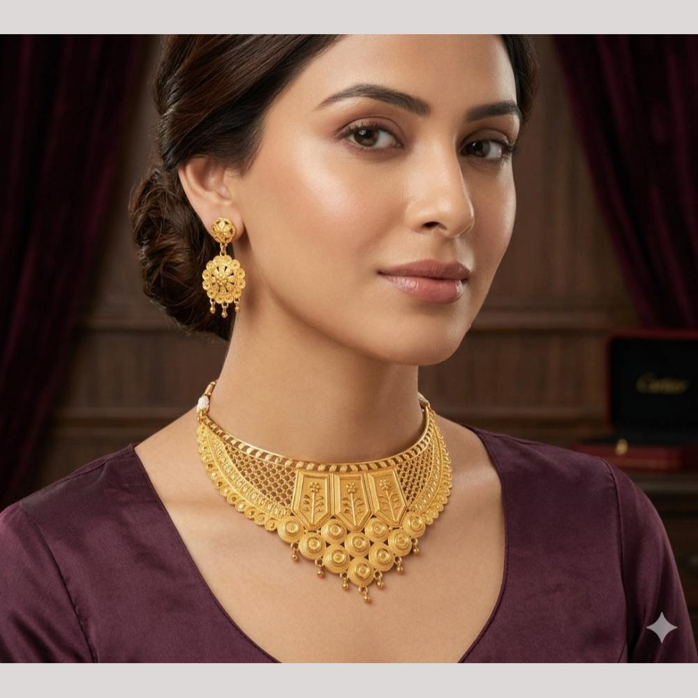 Kishi Jewels Traditional Gold Plated Choker Necklace Set (Pack of 6)