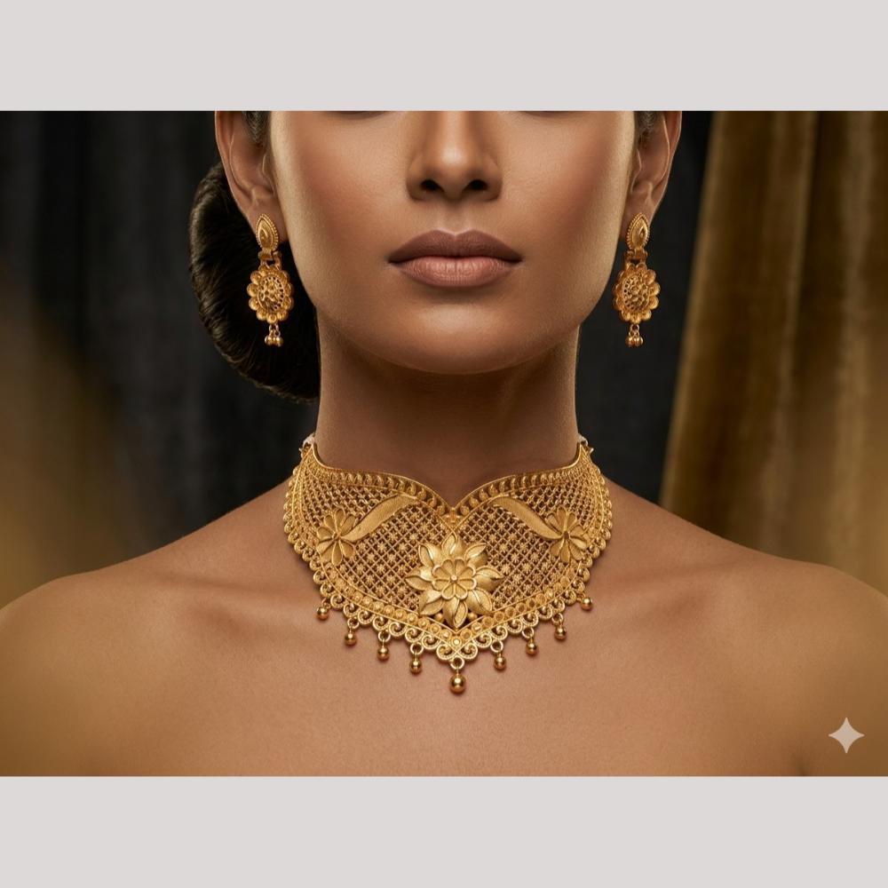 Kishi Jewels Traditional Gold Plated Choker Necklace Set (Pack of 6)