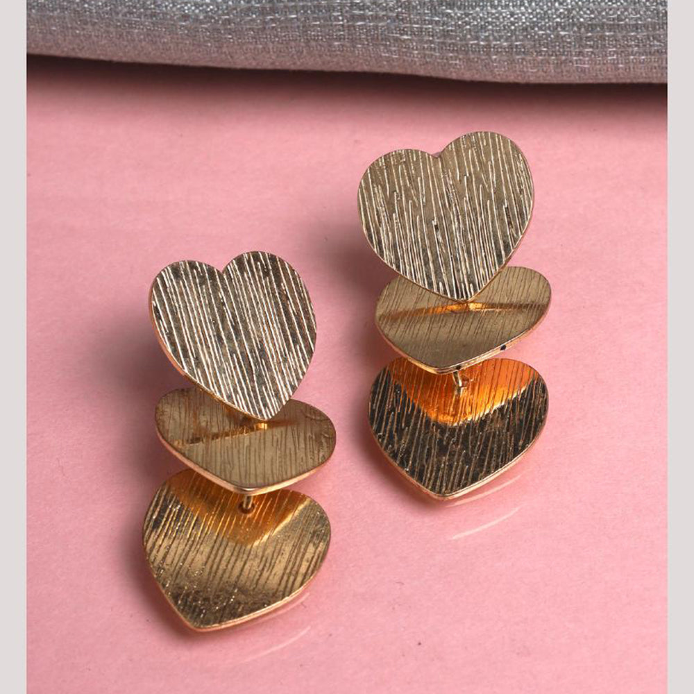 Viraasi Stylish Gold Plated Heart Shape Dangler Earrings