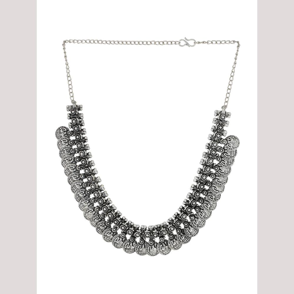 Viraasi Vintage Oxidised Plated Pearl Necklace