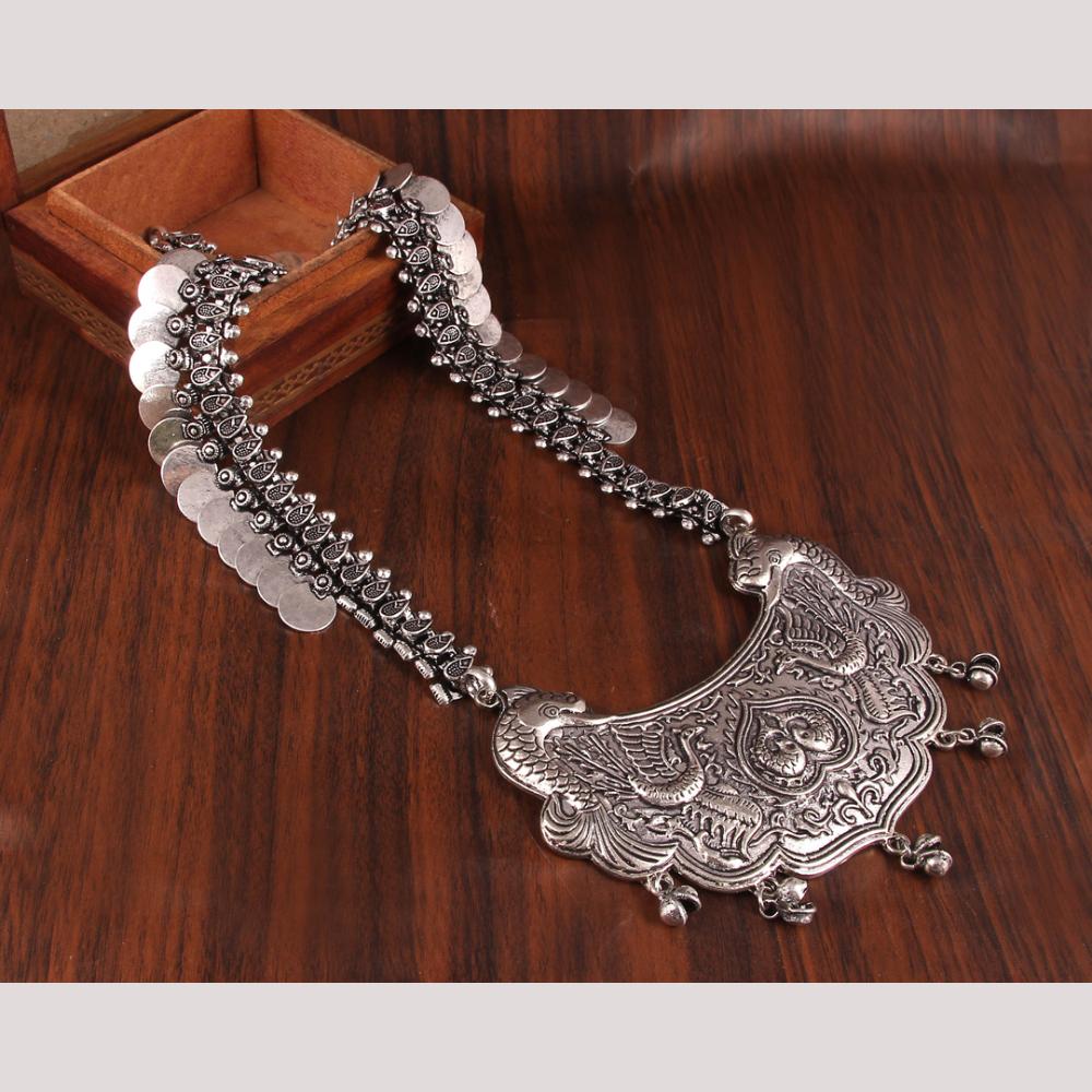 Viraasi Vintage Oxidised Plated Pearl Necklace