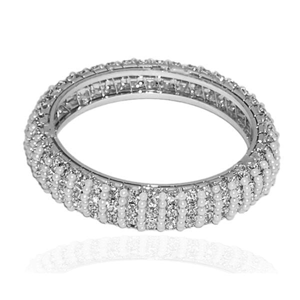 Darshana Jewels Silver Plated Austrian Stone And Pearl Kada