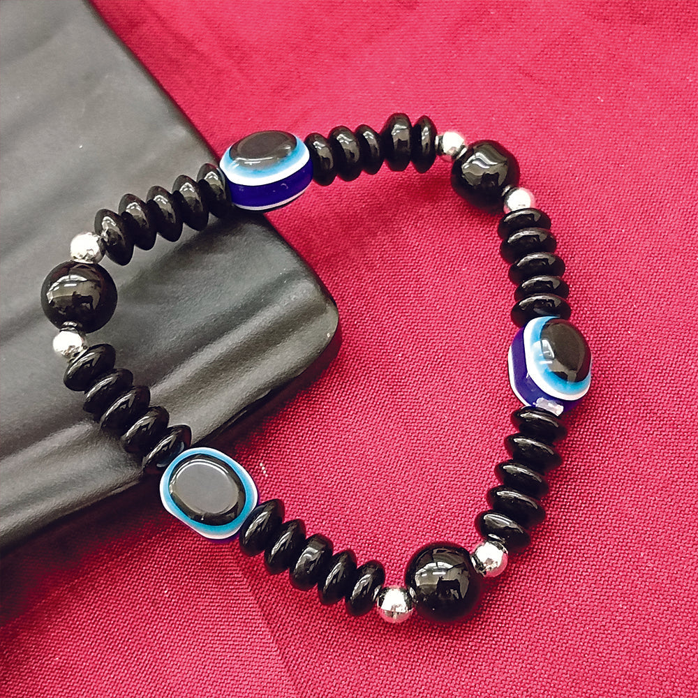 Urthn Black Glass Evil Eye Beads Bracelet (Pack Of 6)