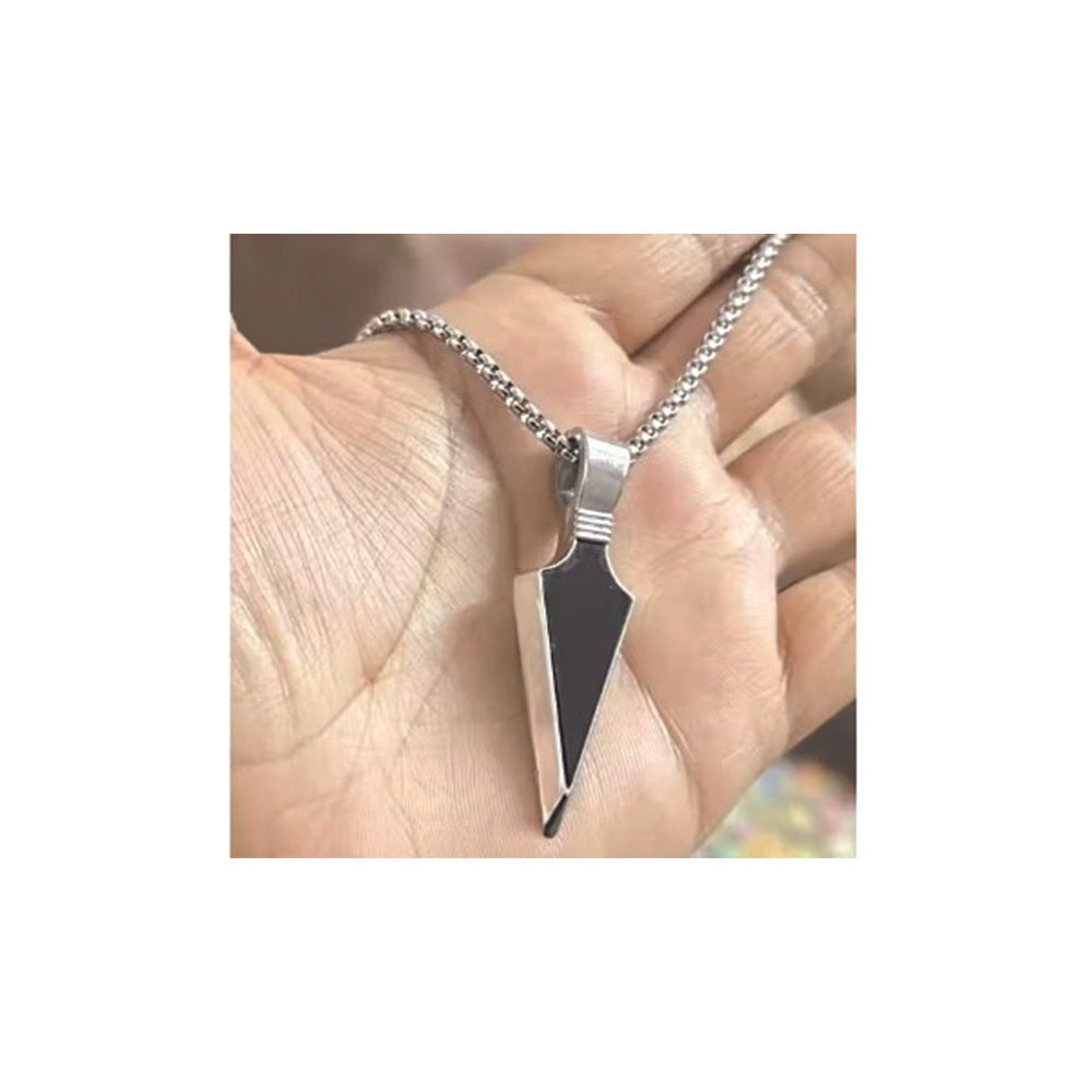 Urthn Silver chain with Black Arrow Pendant for men (Pack Of 6)