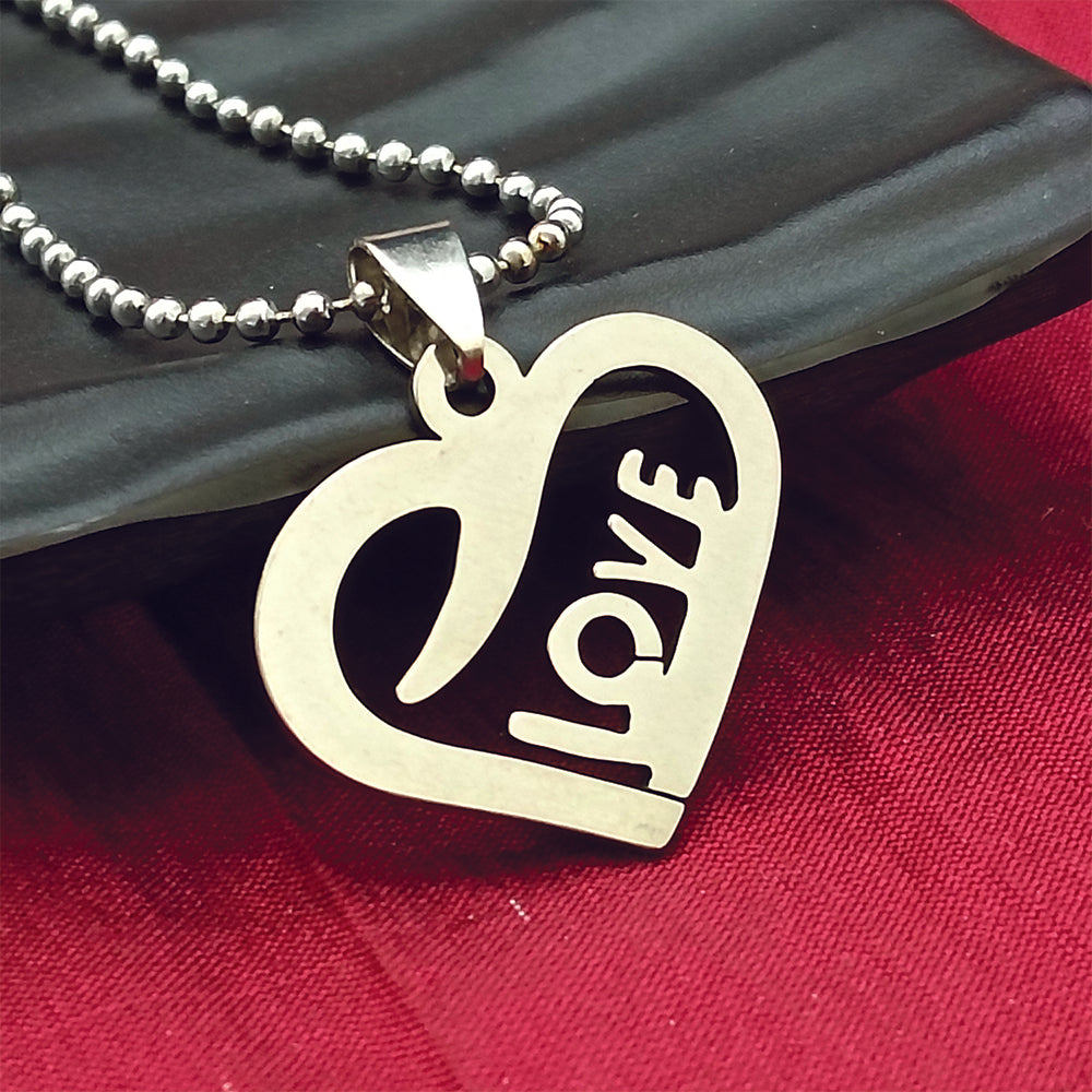 Urthn Love Heart Shape Chain Pendant - 1404873 (Pack Of 6)
