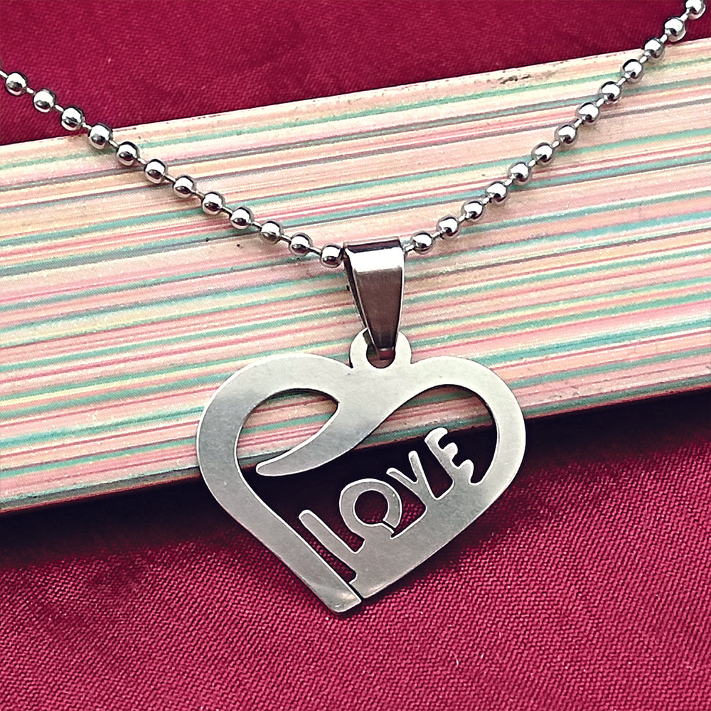 Urthn Love Heart Shape Chain Pendant - 1404873 (Pack Of 6)