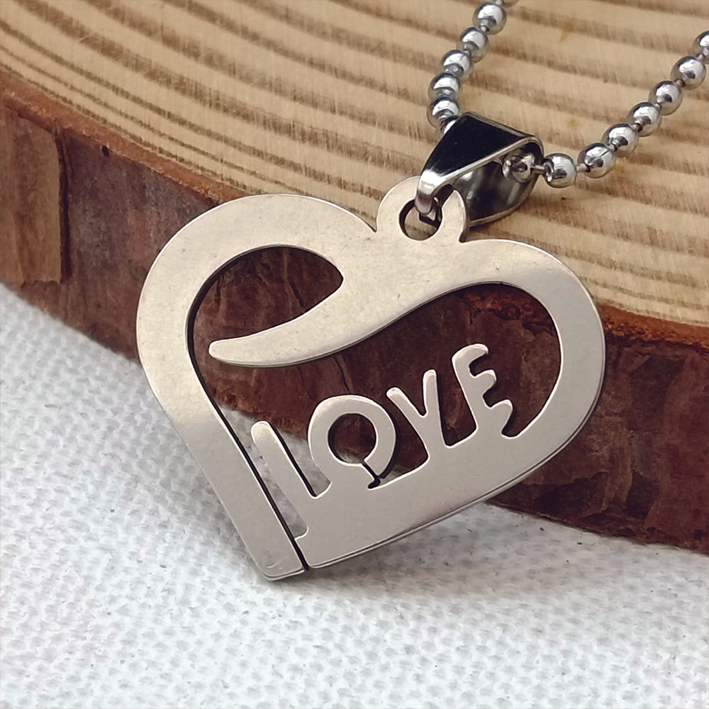 Urthn Love Heart Shape Chain Pendant - 1404873 (Pack Of 6)
