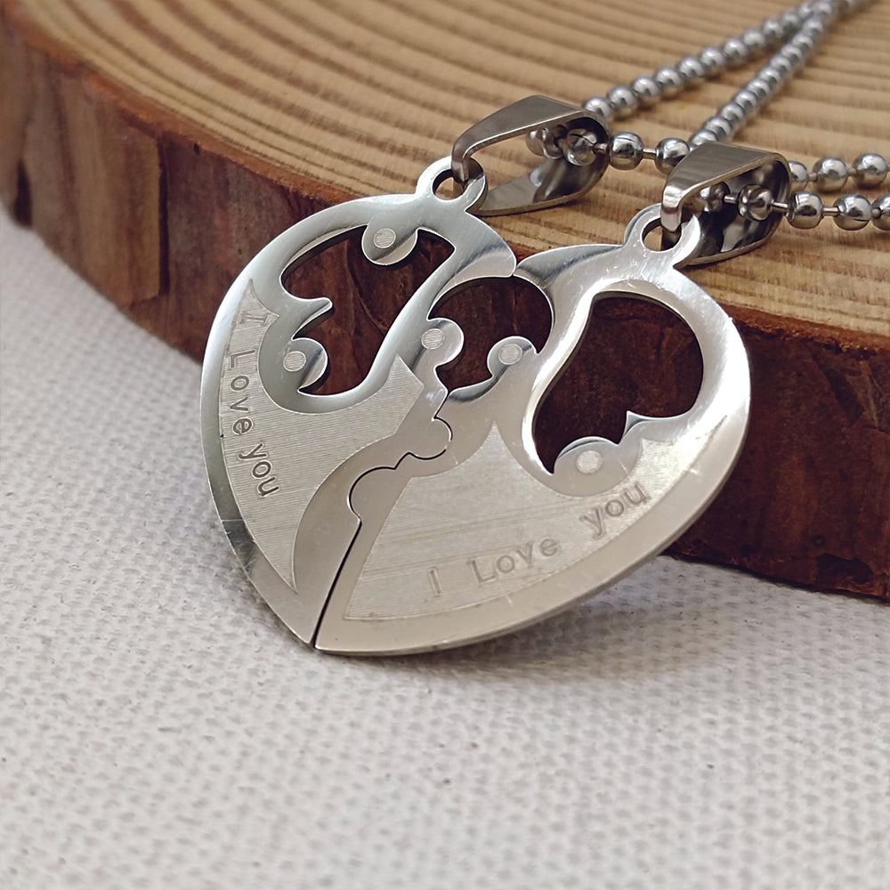 Urthn Heart Shape " I LOVE YOU " Chain Pendant- 1404878 (Pack Of 6)