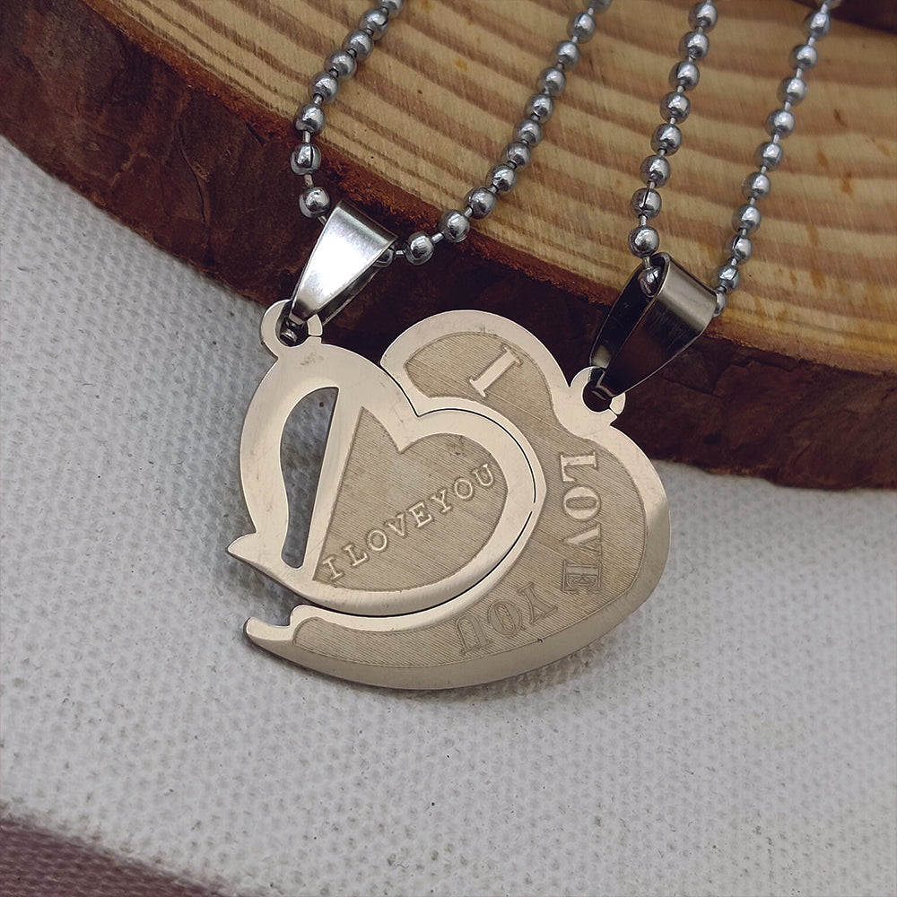 Urthn Heart Shape " I LOVE YOU " Chain Pendant- 1404889 (Pack Of 6)