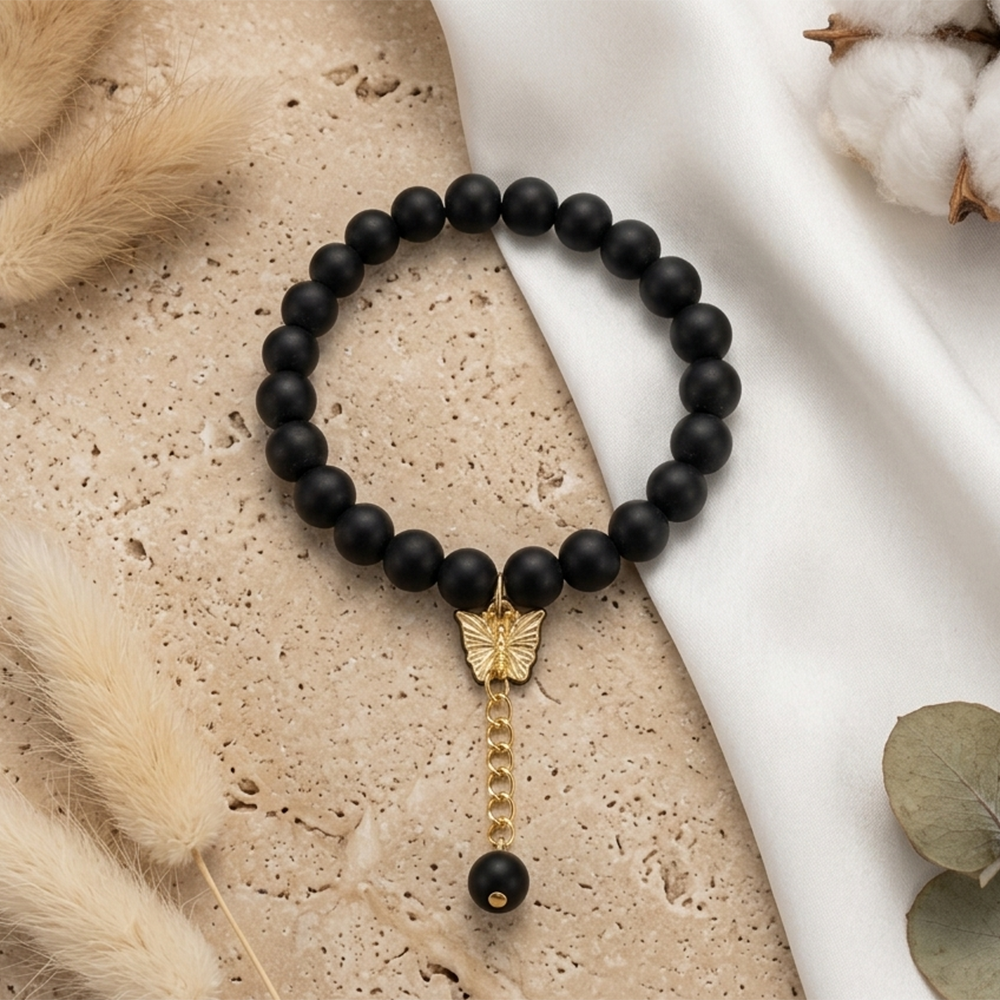 Urthn Gold Plated Beads Butterfly Stylish Bracelets