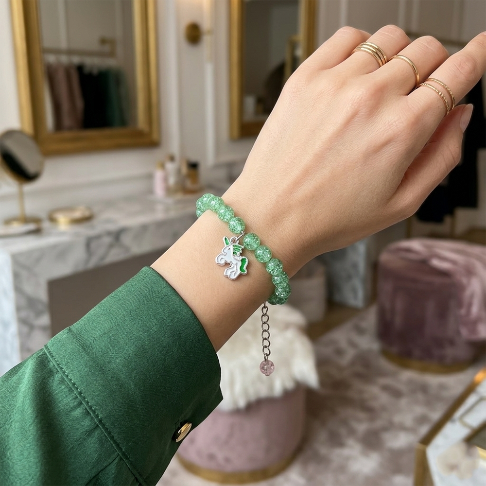Urthn Crackle Beads And Charms Stylish Bracelets For Kids (Set of 6)