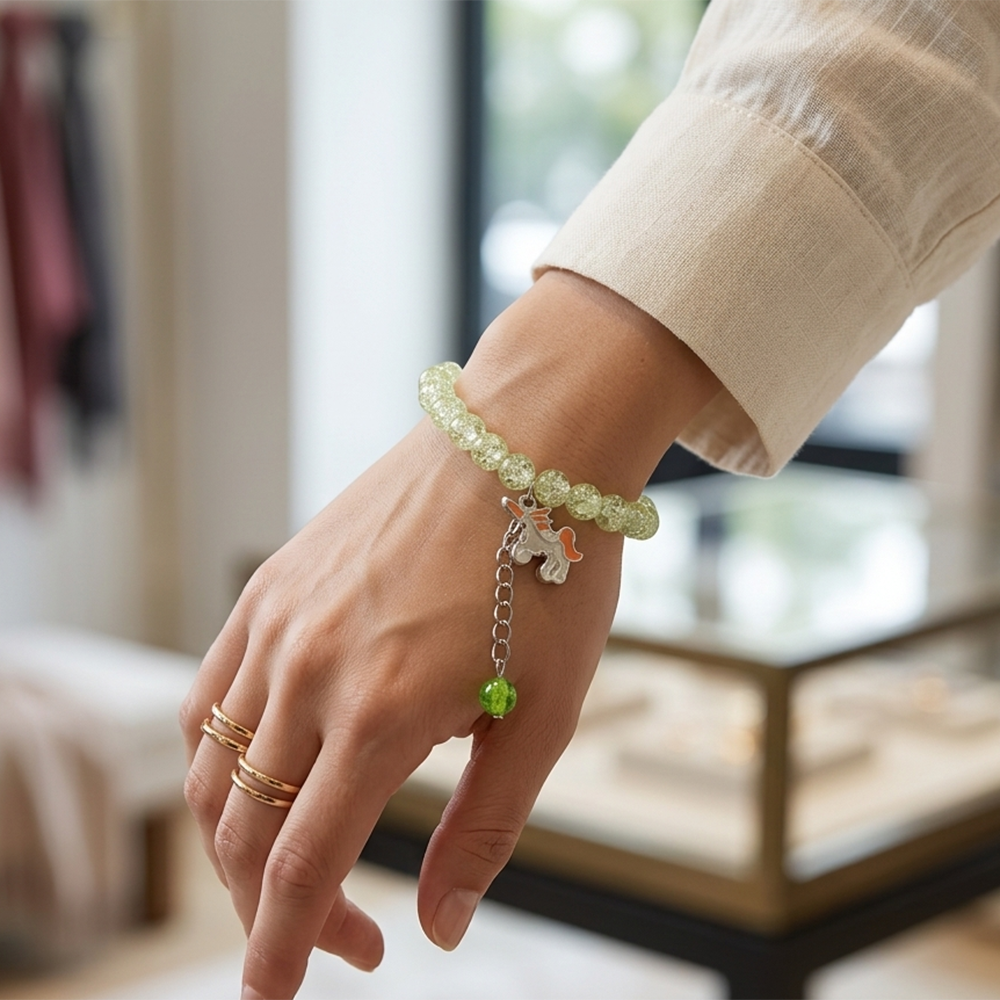 Urthn Crackle Beads And Charms Stylish Bracelets For Kids (Set of 6)