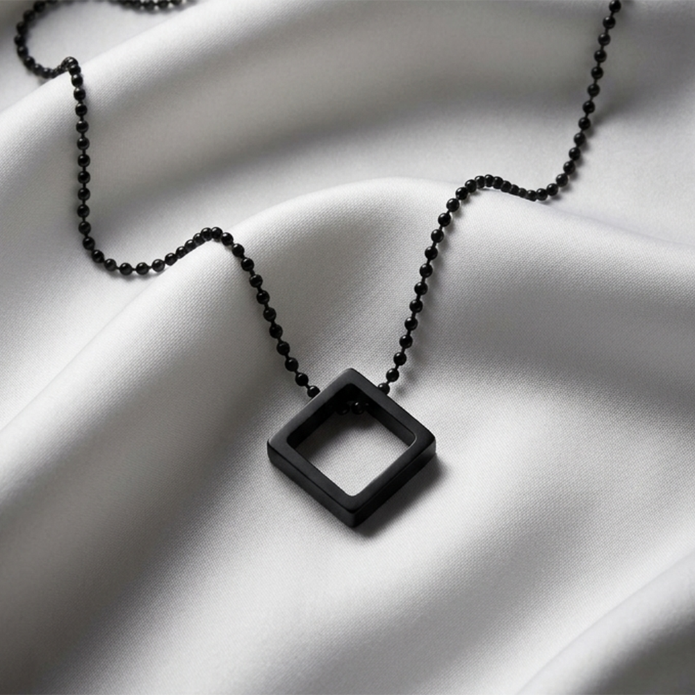 Urthn Stylish Square Steel Chain Pendant for Men