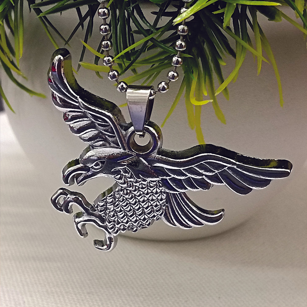 Urthn Flying Eagle Silver Finish Pendant Chain for Men (Pack Of 6)