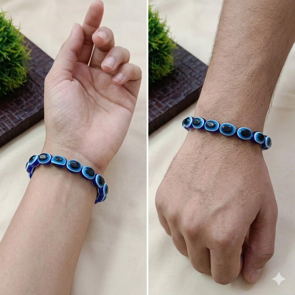 Urthn Blue Evil Eye Beads Unisex Bracelet (Pack of 6)