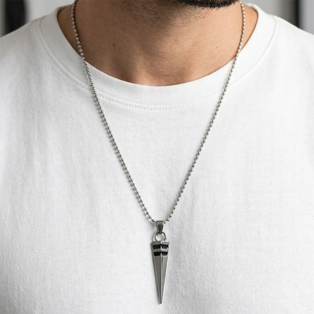 Urthn Triangle Pendant Necklace for Men(Pack of 6)