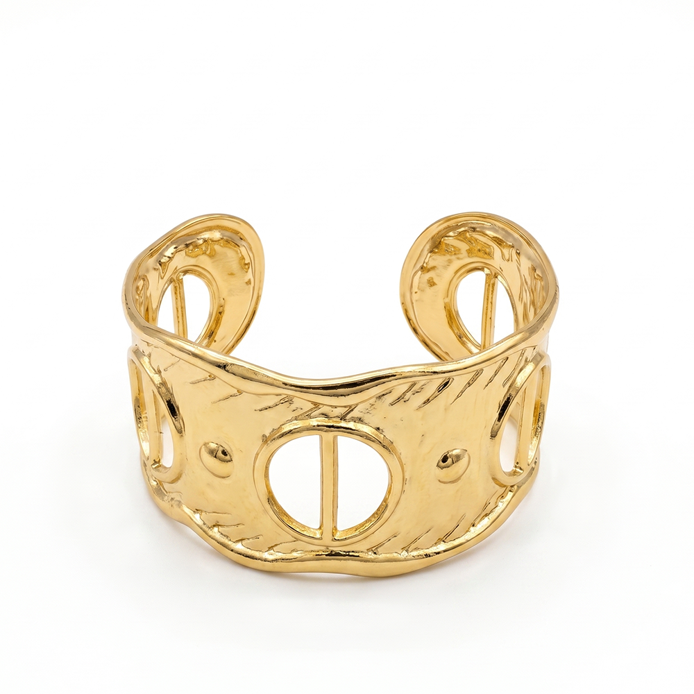 Urthn Elegant Gold Geometric Cutout Cuff Kada(Pack of 3)