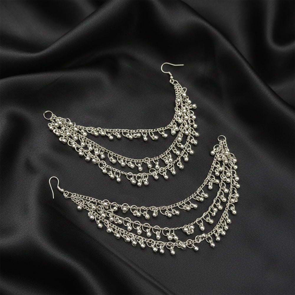 Urthn Stylish Oxidised Kanchain /Ear Chain For Earrings (Pack Of 6)