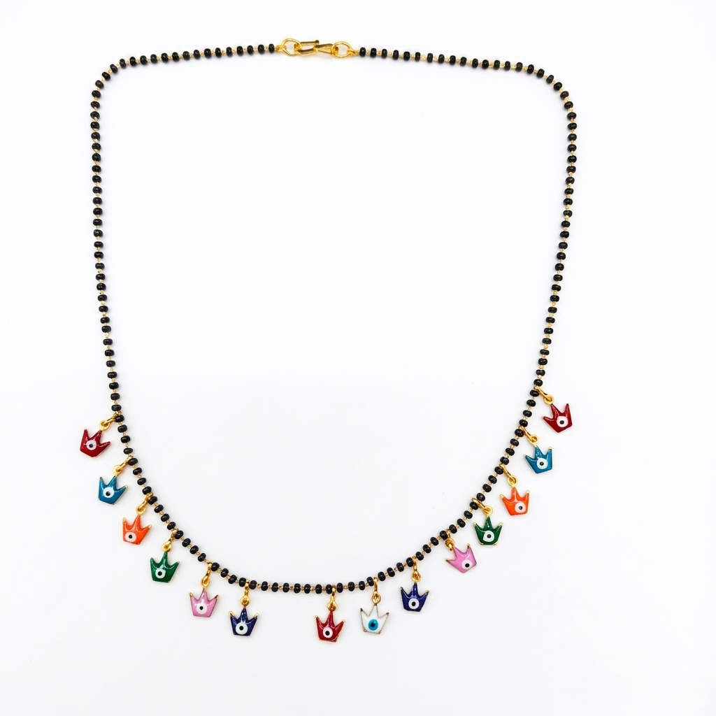 Urthn Evil Eye Crown Shape Charms Trendy Mangalsutra For Women (Pack of 3)