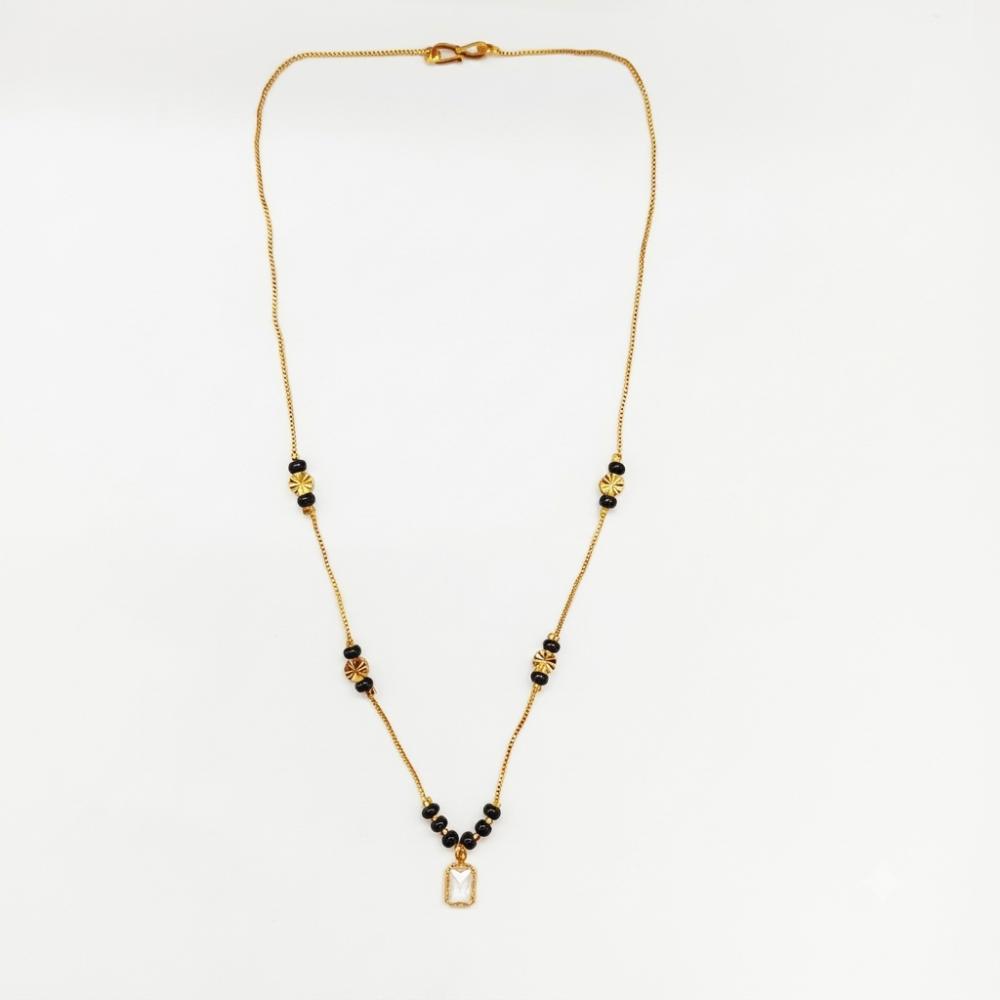 Urthn Classic Gold-Plated Mangalsutra with Sparkling Crystal Charms (Set of 3)
