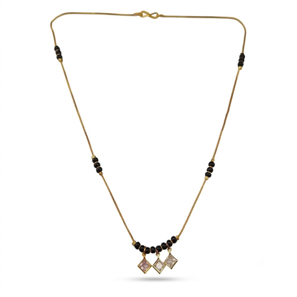 Urthn Classic Gold-Plated Mangalsutra with Sparkling Crystal Charms (Set of 3)
