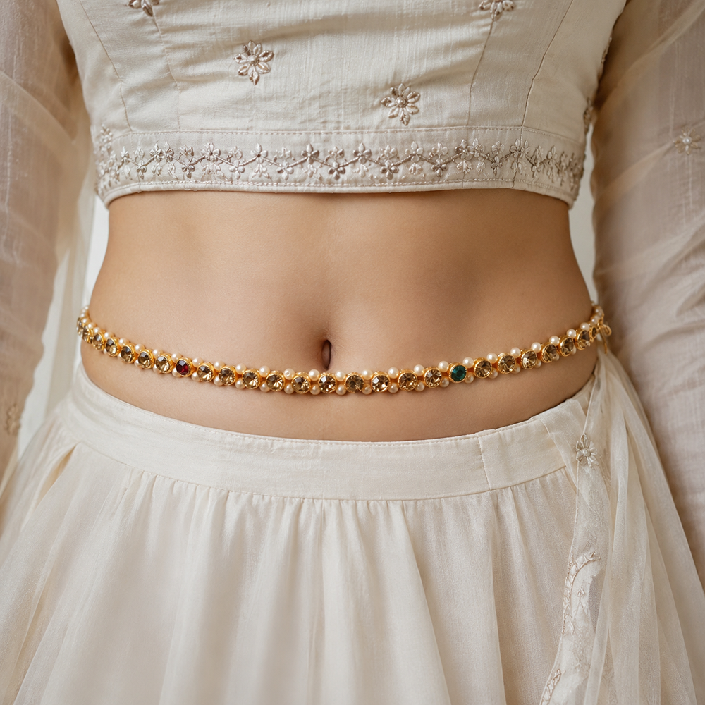 Urthn Elegant Austrian Stone Kamarbandh / Waist Chain for Women And Girls