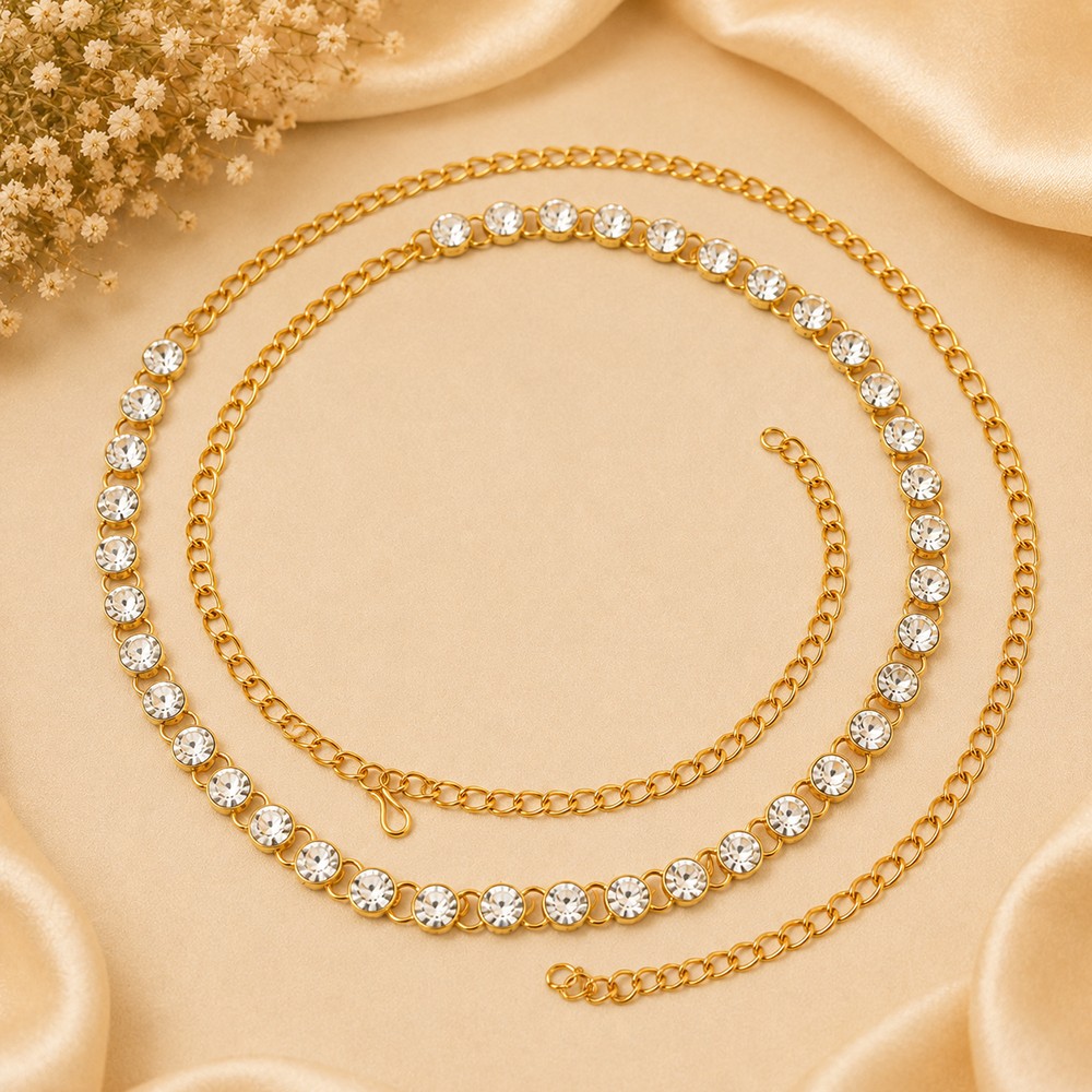 Urthn Elegant Austrian Stone Kamarbandh / Waist Chain for Women And Girls