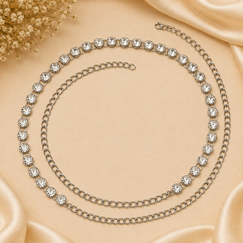 Urthn Elegant Austrian Stone Kamarbandh / Waist Chain for Women And Girls