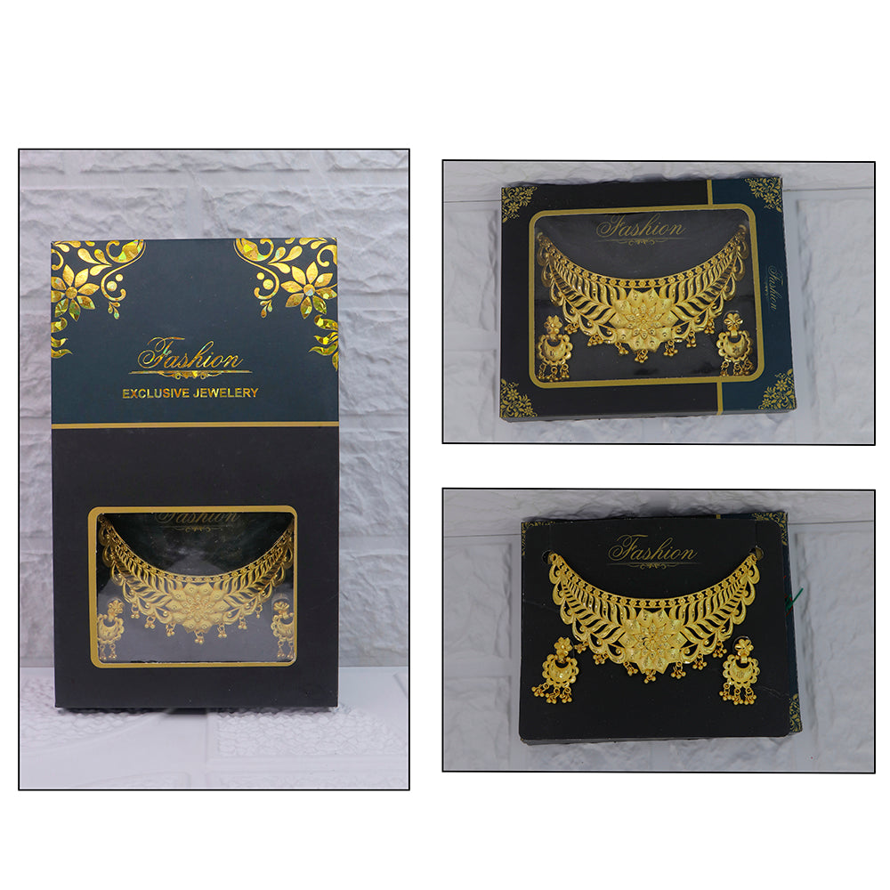 Mahavir Traditional Gold Forming Look Choker Jewellery Set