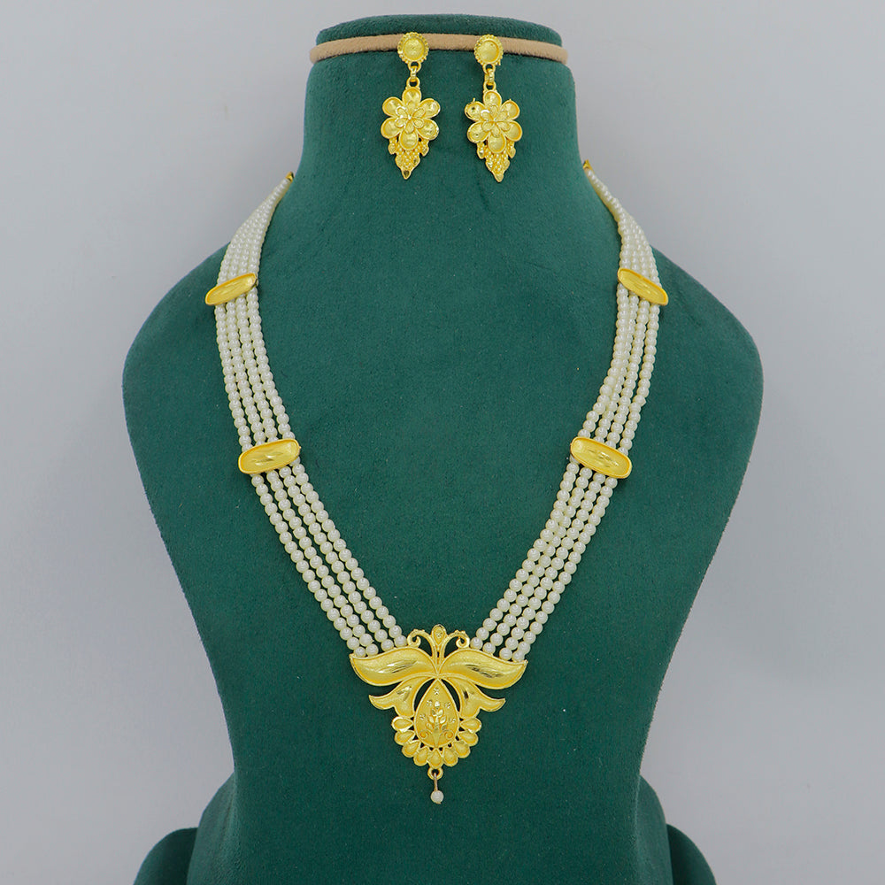Mahavir Dye Gold Plated Pearl Necklace Set