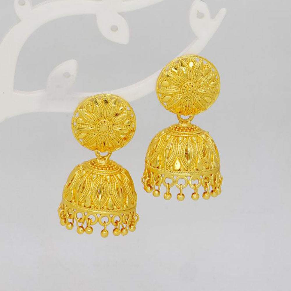 Mahavir Forming Look Wear Jhumki Mahavir DYE Gold Plated Premium Pearl Jhumki Earrings (Pack of 6)