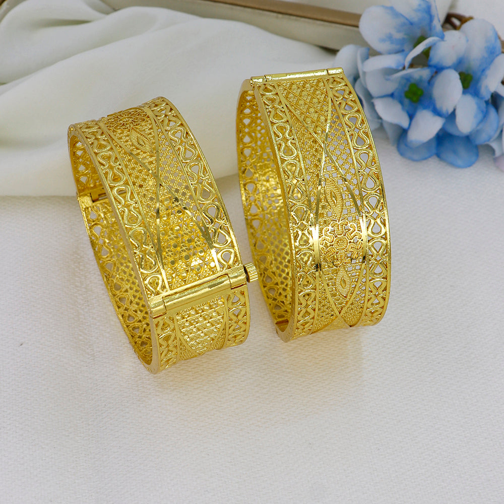 Mahavir Dye Gold Plated Designer Openable Bangles Set (Pack of 12)