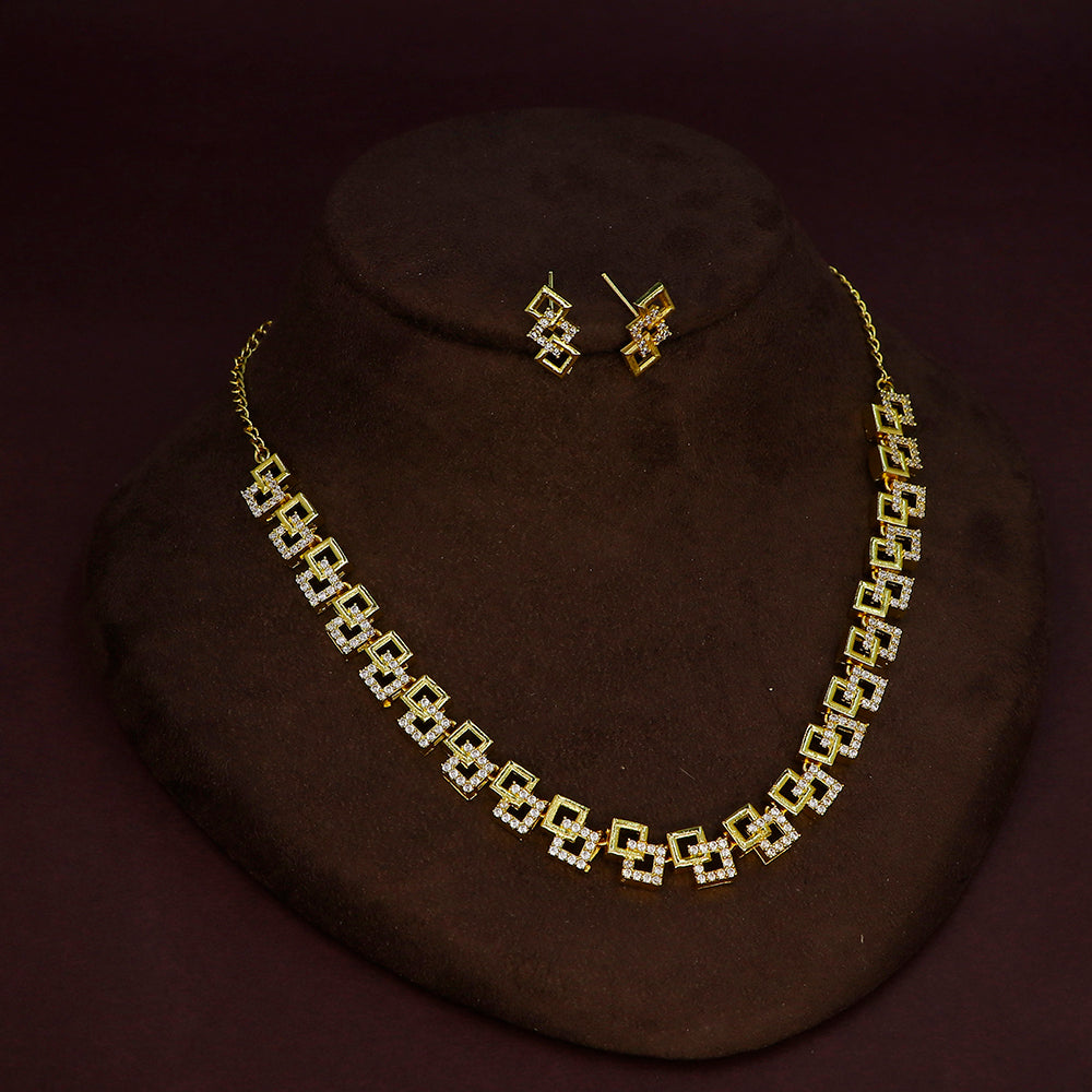 Mahavir Gold Plated Beautiful Austrian Stone Necklace Set